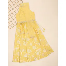 AKKRITI BY PANTALOONS Girls Embroidered Cotton Ready to Wear Lehenga & Blouse & Dupatta-picture-29