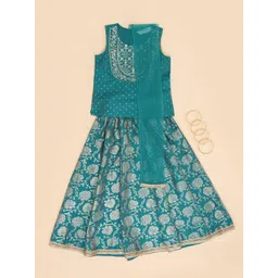 AKKRITI BY PANTALOONS Girls Embroidered Ready to Wear Lehenga & Blouse With Dupatta-picture-36