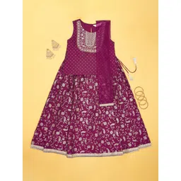 AKKRITI BY PANTALOONS Girls Embroidered Sequinned Ready to Wear Lehenga & Blouse With Dupatta-image-36