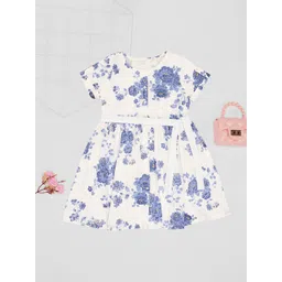 AKKRITI BY PANTALOONS Girls Floral Printed Tie-Ups Fit And Flare Above Knee Dress-picture-30