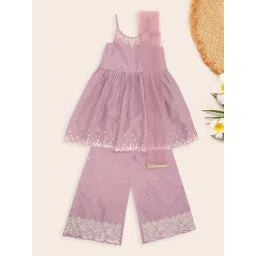 Akkriti by Pantaloons Girls Grayish Lavender Embroidery Suit Set-picture-18