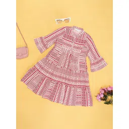 AKKRITI BY PANTALOONS Girls Printed Bell Sleeve A-Line Dress-picture-29