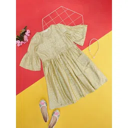 AKKRITI BY PANTALOONS Girls Printed Flared Sleeve Fit & Flare Dress-picture-28