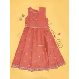 Akkriti by Pantaloons Girls Shimmering Sunset Cotton Embroidery Lehenga Cholis-picture-31