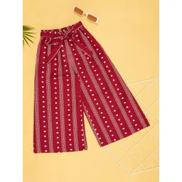 AKKRITI BY PANTALOONS Girls Wide Leg Geometric Printed Palazzo With Belt-picture-41