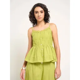 Akkriti By Pantaloons Green Cotton Regular Fit Embroidered Top-picture-37