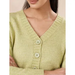 Akkriti by Pantaloons Green Solid Cardigan image 5