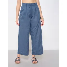 Akkriti By Pantaloons Indian Teal Relaxed Fit Palazzos-image-0