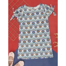 Akkriti by Pantaloons Kids Blue & Brown Cotton Printed Dress-picture-28