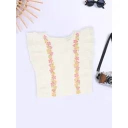 Akkriti by Pantaloons Kids Bright White Cotton Printed Regular Fit Top-image-31