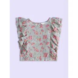 Akkriti by Pantaloons Kids Grey & Pink Floral Print Top-picture-36