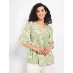 Akkriti By Pantaloons Laurel Green Regular Fit Printed Tunic-image-27