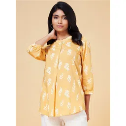 AKKRITI BY PANTALOONS Mandarin Collar Printed Cotton Tunic-image-24