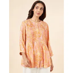 AKKRITI BY PANTALOONS Mandarin Collar Printed Ethnic Tunic-image-26