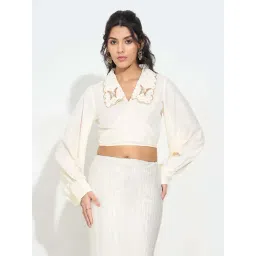 Akkriti By Pantaloons Off White Regular Fit Embroidered Top-image-13