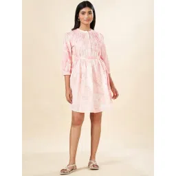 Akkriti by Pantaloons Peach Printed A-Line Dress-picture-24