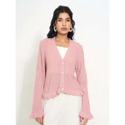 Akkriti By Pantaloons Pink Icing Regular Fit Cardigan-picture-20