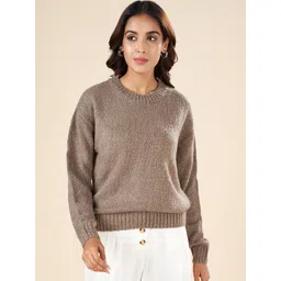 AKKRITI BY PANTALOONS Round Neck Acrylic Pullover Sweater-picture-41