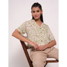 AKKRITI BY PANTALOONS Tropical Print Extended Sleeves Shirt Style Top-picture-37