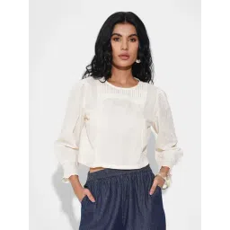 Akkriti By Pantaloons White Regular Fit Self Pattern Top-image-5
