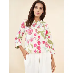AKKRITI BY PANTALOONS Women Floral Printed Round Neck Cotton Top-picture-16