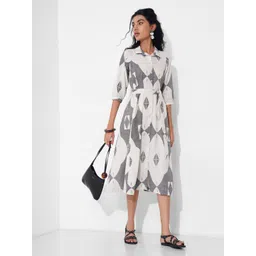AKKRITI BY PANTALOONS Women Printed Pure Cotton Shirt Midi Dress-picture-42
