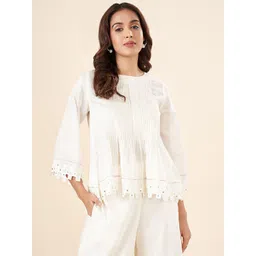 AKKRITI BY PANTALOONS Women Self Design Round Neck Top-image-20