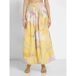 Akkriti By Pantaloons Yellow Cotton Flare Fit Printed Skirt-picture-36