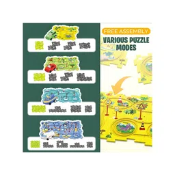 AKN TOYS 13 Pcs Car Puzzle Track Set for Kids With a Cute Vehicle Toddler Puzzle Track Play Set- Critical Thinking Educational Toys- Pack of 1- Color May Vary-picture-28