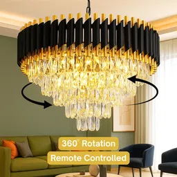 akrik 600MM Black Gold Moving chandelier Whith Bluetooth Speaker And RGB Colors Chandelier Ceiling Lamp-picture-35