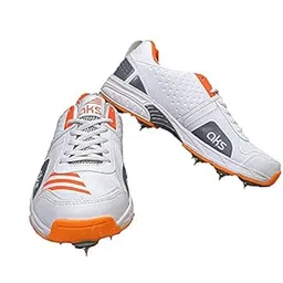 aks Australia Cricket Spikes With Nails White/Orange Size 7 With Wrist Band Cotton 3" Grey-picture-18