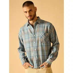 AKS Men Standard Semi Sheer Checked Casual Shirt-picture-42