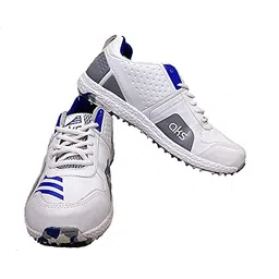 aks Australia Cricket Studs Rubber White/Blue Size 5 With Wrist Band Cotton 5" Navy And Padded Cotton Socks Ankle White/Blue image 1