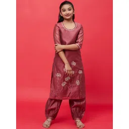 Aks Kids Girls Floral Embroidered Thread Work Kurta with Salwar-picture-55