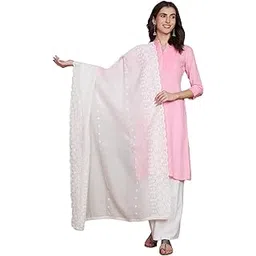 akshadeep Women's Pure Cotton Muslin Chikankari Dupatta | Embroidered Work Ethnic Dupatta | Traditional Designer Dupattas with Cotton Lace-picture-54