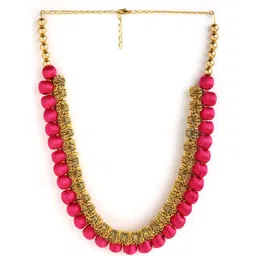 AKSHARA Pink & Gold-Toned German Silver Gold-Plated Handcrafted Necklace-picture-35