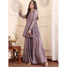 Aksharam Trends Women Empire Pure Silk Kurta with Palazzos-picture-30