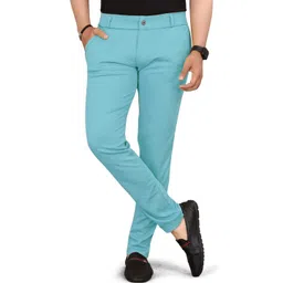 Akshat Enterprise Men Regular Fit Solid Blue Comfort Trousers-picture-24