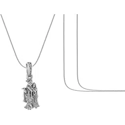 A AKSHAT SAPPHIRE Sterling Silver (92.5% purity) God Radha Krishna Chain Pendant (Snake Chain - 22 inches) for Men & Women Lord Radha kishan Chain Locket for Good Health & Wealth-picture-25