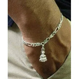 akshat sapphire Silver Figaro Bracelet with Hanuman-picture-25