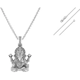 akshat sapphire Sterling Silver (92.5% purity) God Ganesha Chain Pendant (Pendant with Anchor/Cable Chain- 22 inches) for Men & Women Pure Silver Lord Ganapathy Chain Locket for Good Health & Wealth-picture-40
