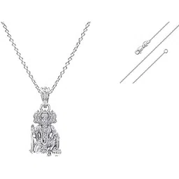 akshat sapphire Sterling Silver (92.5% purity) God Panchmukhi Hanuman Chain Pendant (Pendant with Chain- 22 inches) for Men & Women Pure Silver Lord Panchmukhi Chain Locket for Good Health-picture-42