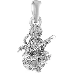 akshat sapphire Sterling Silver (92.5% purity) Goddess Maa Saraswati Pendant for Men & Women Pure Silver Lorddess Maa Saraswati Locket for Good Health & Wealth-picture-34