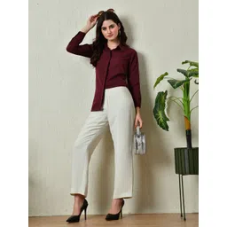 akshatani Casual Regular Sleeves Solid Women Purple Top-picture-28