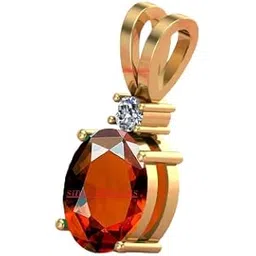 akshita gems 14.25 Ratti /13.00 Carat Certified Natural Gemstone Gomed Hessonite Stone Panchdhaatu Stone Pendant Locket Gold Plated Pendant Locket for Man and Women-picture-13