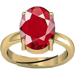 akshita gems 14.25 Ratti /13.00 Carat Ruby (Manik/Manikya/Maneek) Gemstone Panchdhatu Gold Plated Ring for Astrological Purpose (Lab - Teseted)-picture-16