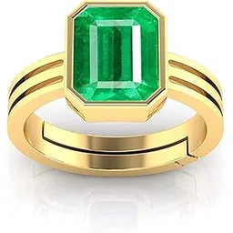 akshita gems 5.25 Ratti 4.00 Carat Certified Natural Emerald Panna Panchdhatu Adjustable Rashi Ratan Gold Plating Ring for Astrological Purpose Men & Women-picture-16