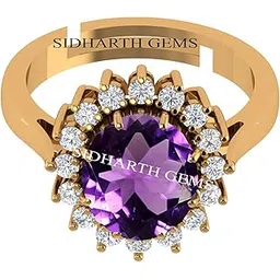 akshita gems 6.00 Ratti 5.25 Carat Amethyst Ring Katela Ring Gold Plated Original Certified Natural Amethyst Stone Ring Astrological Birthstone Adjustable Ring Size 16-28 for Men and Women,s-picture-18