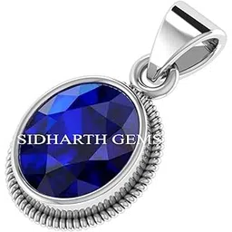 akshita gems 6.25 Ratti 5.00 cart Blue Sapphire Pendant/Locket (Nilam/Neelam Stone Silver Pendant) AAA Quality Gemstone-picture-22