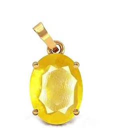 Akshita gems Certified Natural 5.25 ratti 4.25 Carat Yellow Sapphire Pukhraj Gemstone Panchadhatu Pendant Locket for Men and Women-picture-12